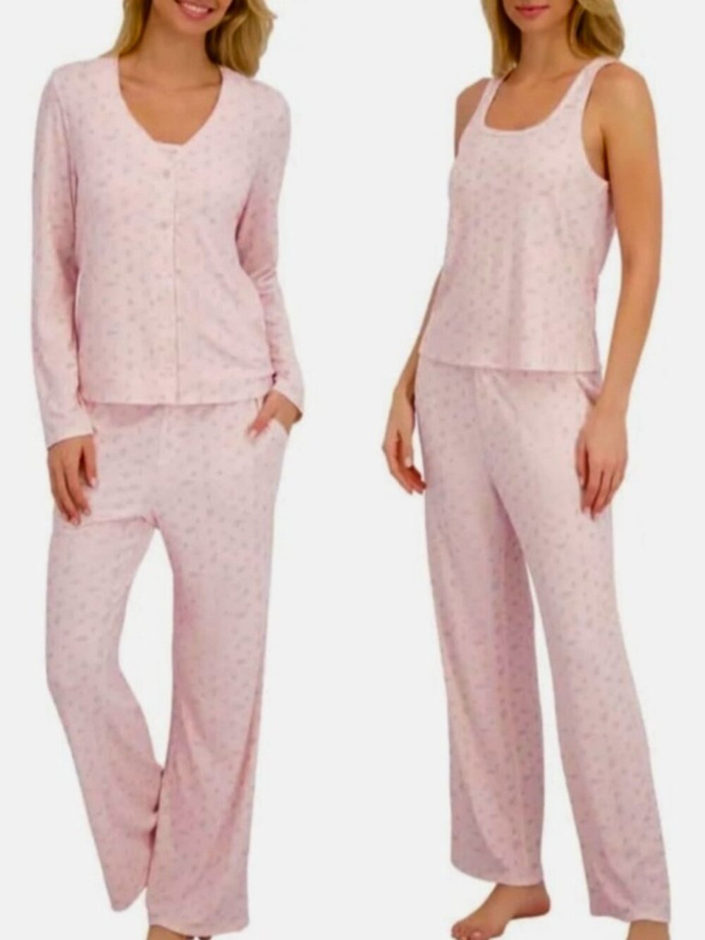 Women's 3 Piece Lounge Set Pink Floral